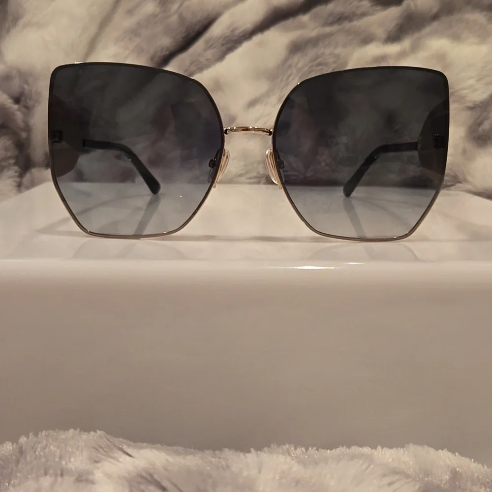 Jimmy Choo Black and Gold River Sunglasses Brand New in Case